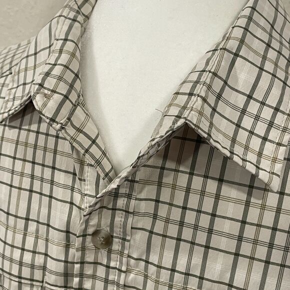~ REI Medium Button-Up Hiking Shirt mens brown gray quick dry tech vent stretch~ - Picture 8 of 16